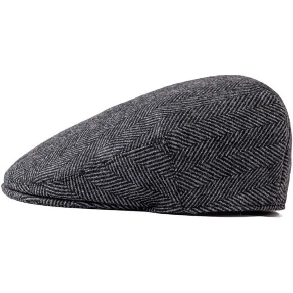 Men's Wool Tweed Newsboy Ivy Cap Gatsby Golf Flat Hat - Picture 2 of 8